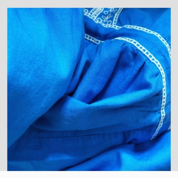 J Crew Dress Maxi Length Sleeveless Royal Blue White Eyelet Detail Linen Cotton - Picture 11 of 12